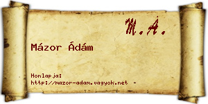 Mázor Ádám névjegykártya